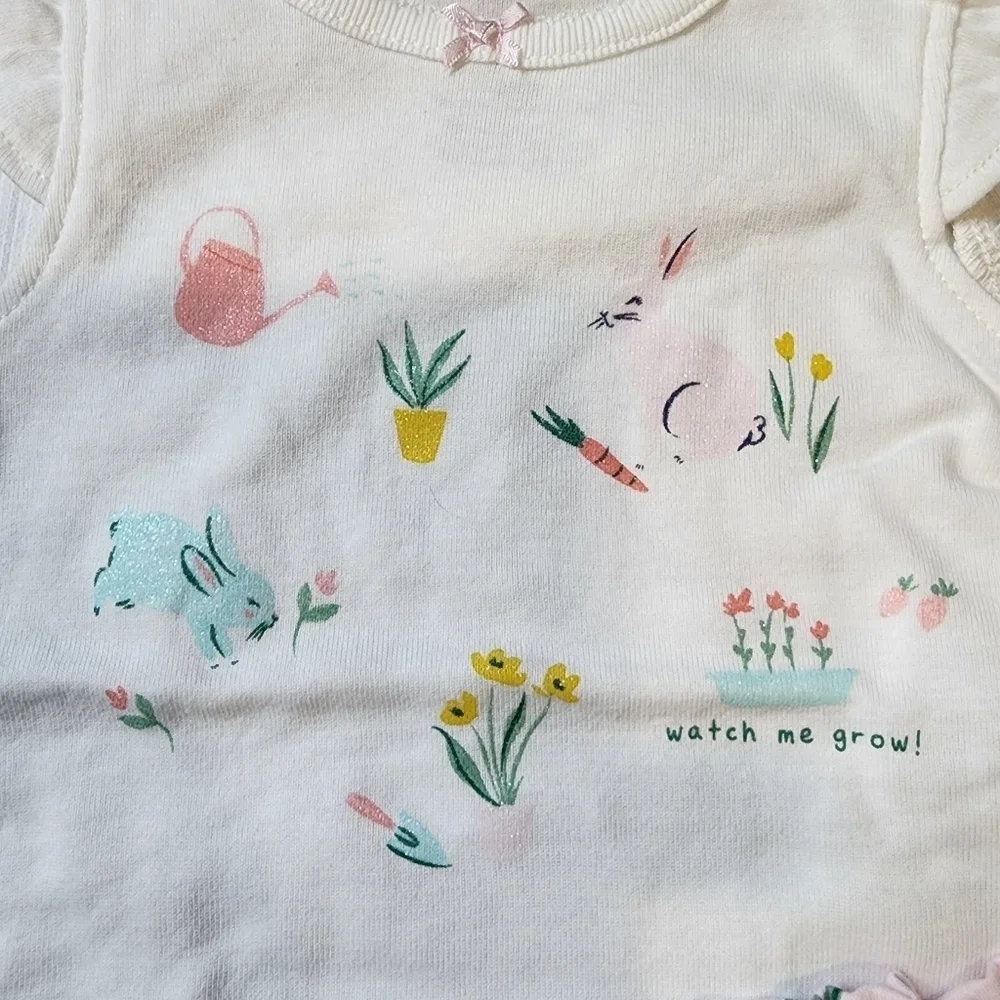 Carter's White ruffle sleeve onesie and pink pants Size 3mo NWT